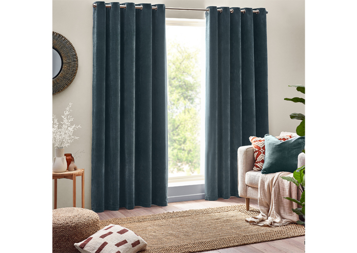 Heavy Chenille Eyelet, Marine - Ready Made Curtains - Image 7